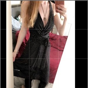 Black and white polka dot dress halter top